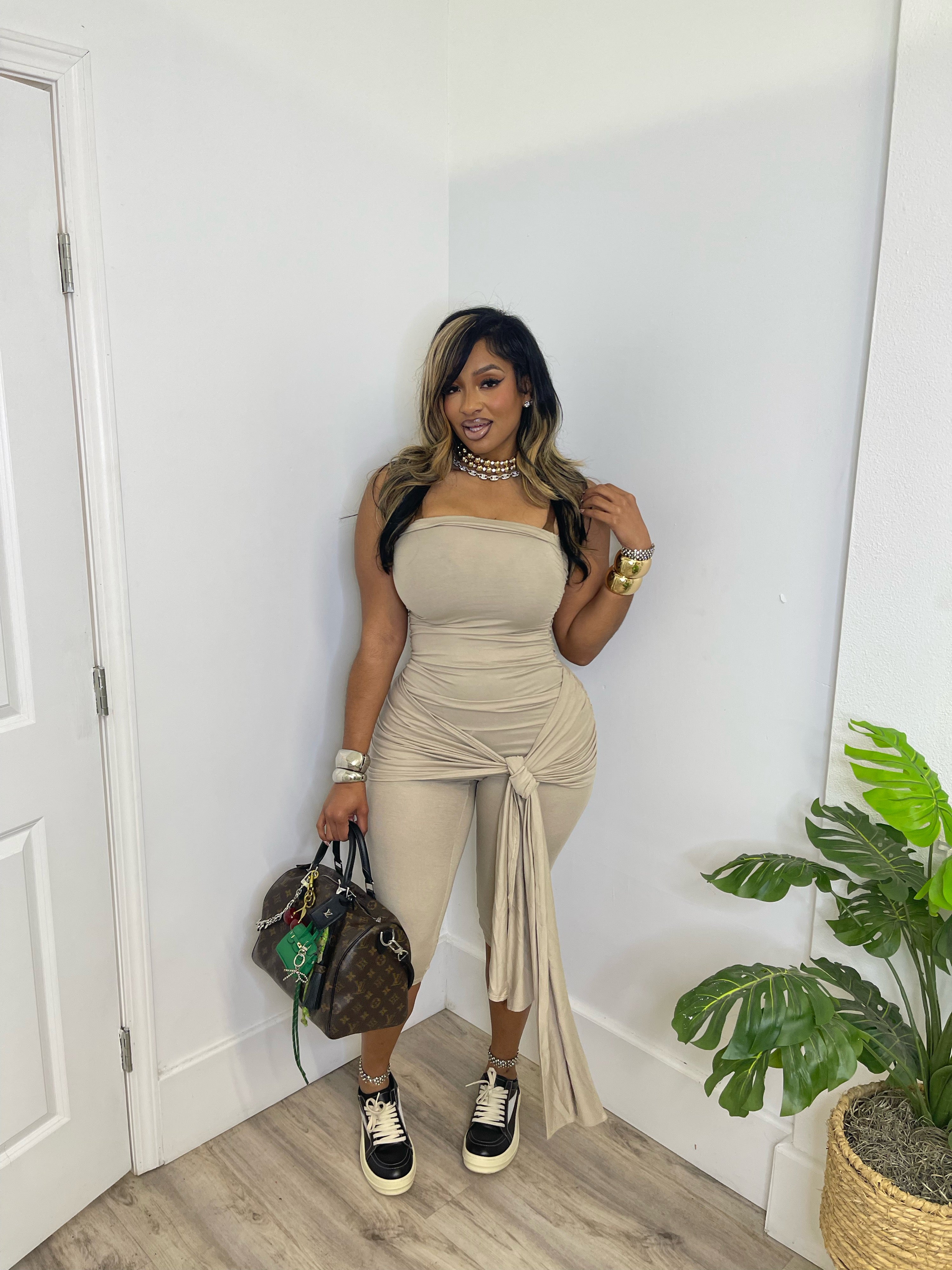 Lala Wrapped Romper (Beige) image 0